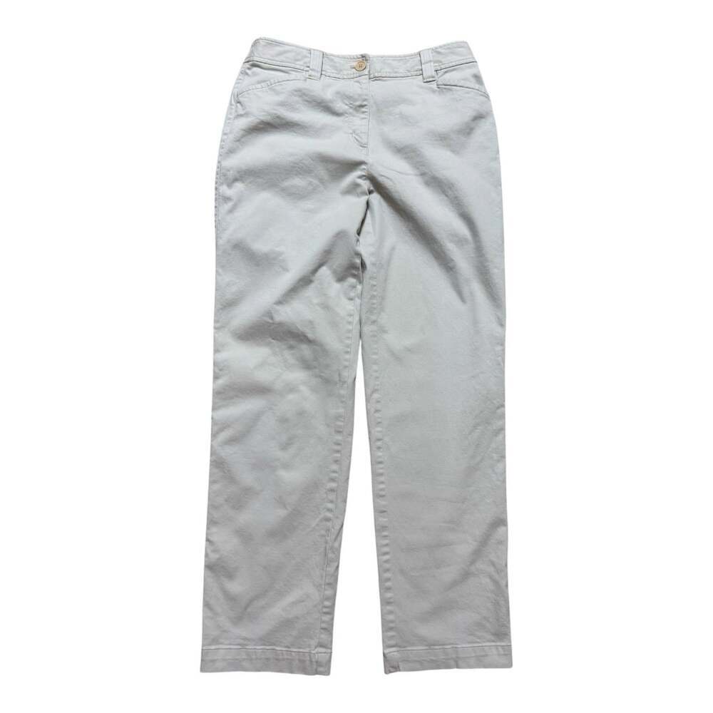 Talbots Stretch Chino Pants Women’s 8 Ivory Straight Leg Cotton 30 Inseam